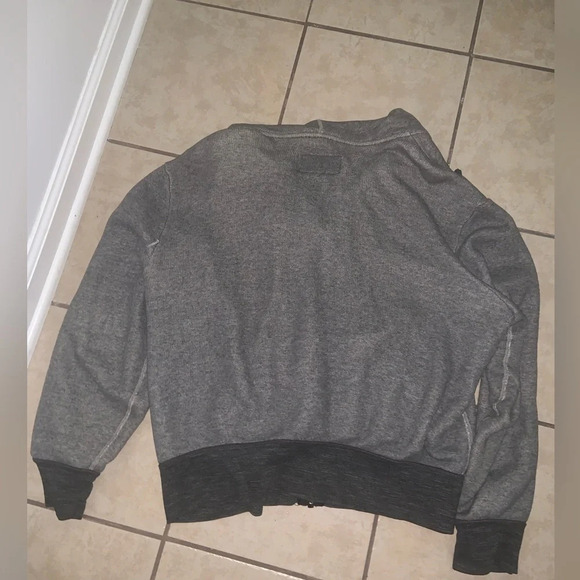 7 for all man kind heather grey terry hoodie zip sweatshirt athletic casual $98 - Picture 5 of 11